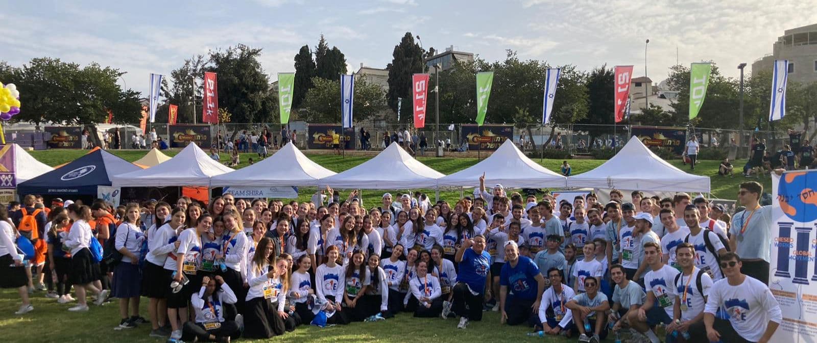 Just One Chesed runners gathered at the Jerusalem Marathon